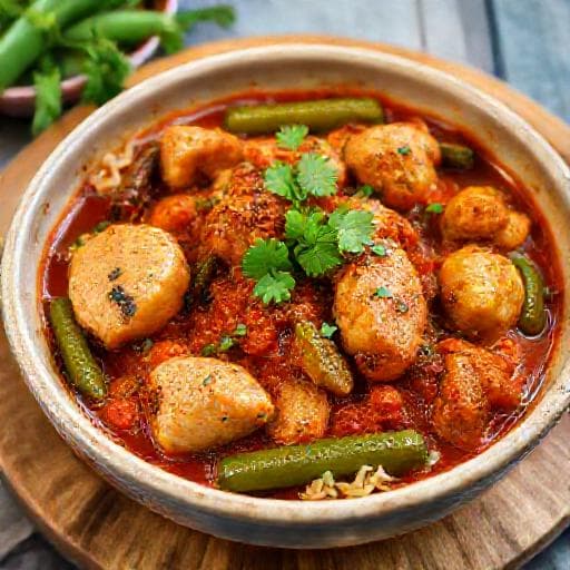 طاجن بامية سريع بالدجاج