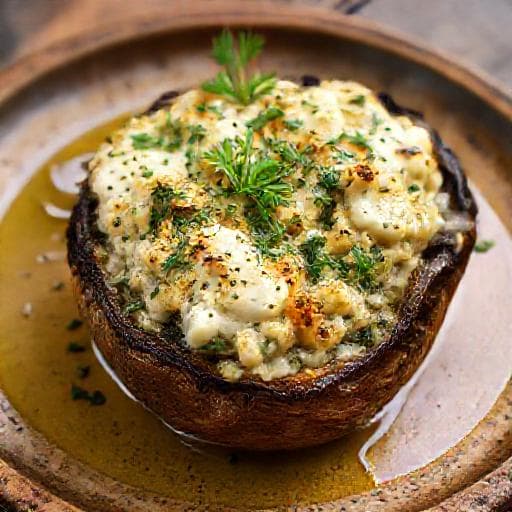 Κλασικά Μανιτάρια Portobello Γεμιστά με Τυρί και Βότανα