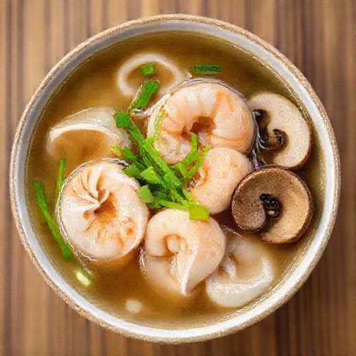 Σούπα Wonton με Γαρίδες και Μανιτάρια