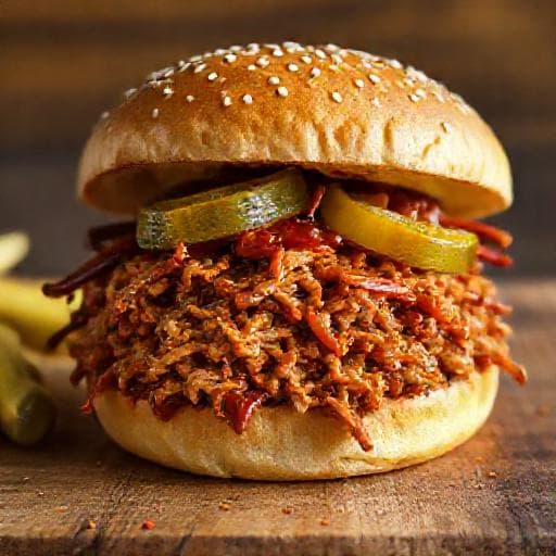 Γρήγορο Μπέργκερ με Pulled Pork (Στυλ Τηγανιάς)