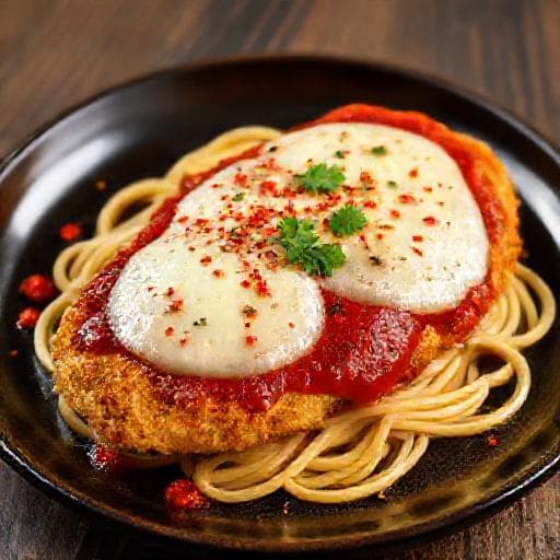 Κοτόπουλο Parmigiana με Πικάντικη Σάλτσα και Καπνιστή Μοτσαρέλα