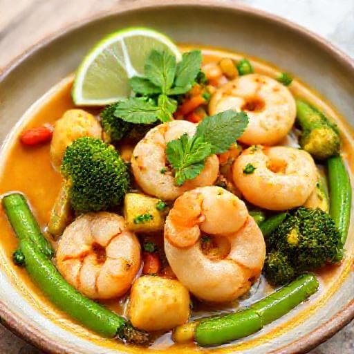 Κάτσου Κάρι με Γαρίδες και Λαχανικά (Shrimp and Vegetable Curry)