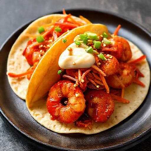 Spicy Korean Gochujang Shrimp Tacos