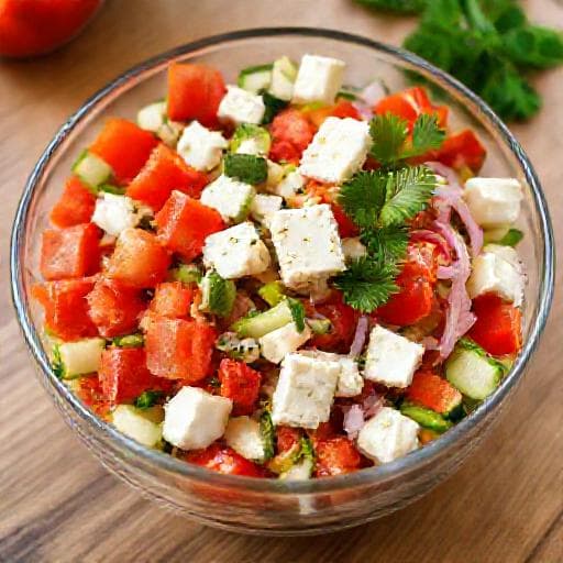 Quick Greek Salad with Feta Cubes