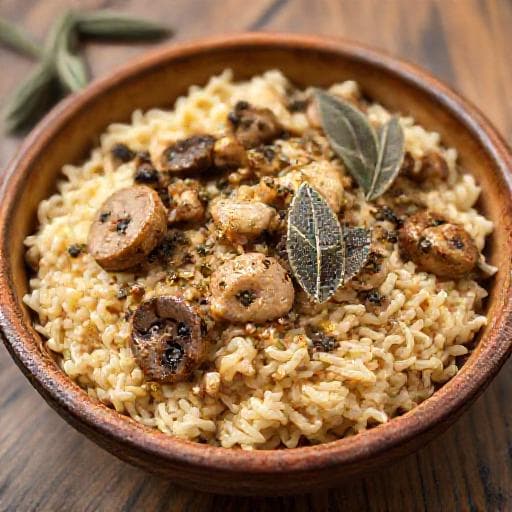 Mushroom and Chicken Risotto with Sage