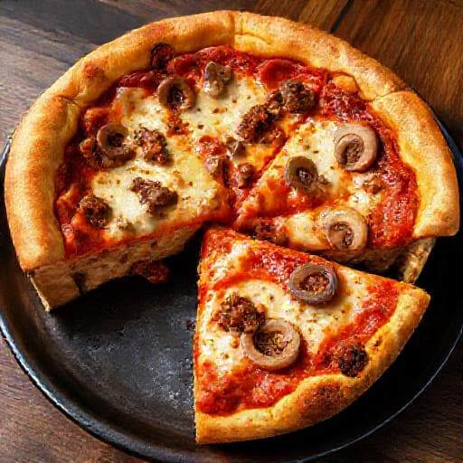 Sausage and Mushroom Chicago Deep-Dish Pizza