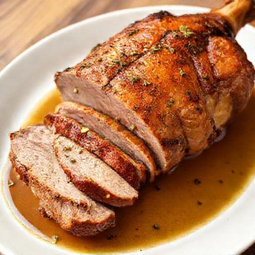 Quick Garlic-Herb Roast Leg of Lamb