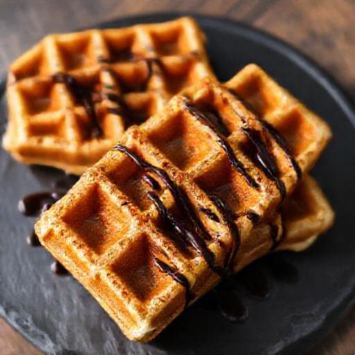 Brussels Waffles with Chocolate Drizzle