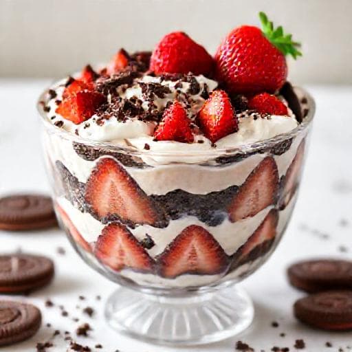 Γλυκό Ψυγείου Oreo με Σοκολάτα και Φράουλα