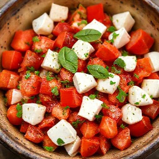 Γρήγορη Σαλάτα Καπρέζε (Στυλ Bruschetta)