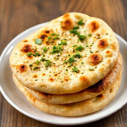 Γρήγορο Ψωμί Naan με Σκόρδο στο Τηγάνι