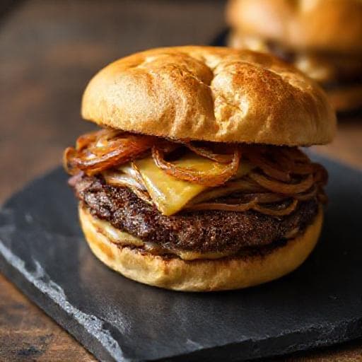 Smash Burger με Καραμελωμένα Κρεμμύδια