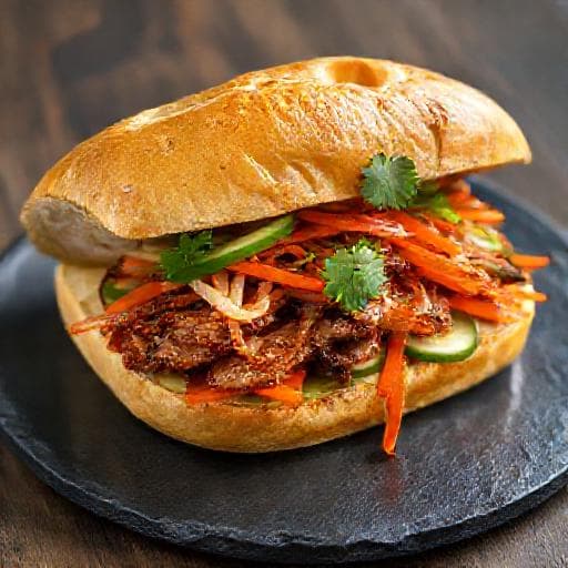 Bánh Mì με Χοιρινό και Πικάντικη Σάλτσα Sriracha