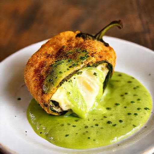 Chile Relleno de Queso con Salsa Verde Cremosa