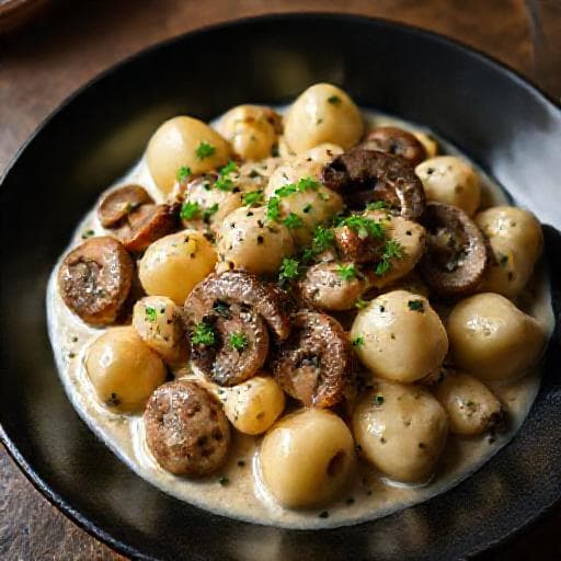 Ñoquis de Papa con Salsa de Hongos y Crema