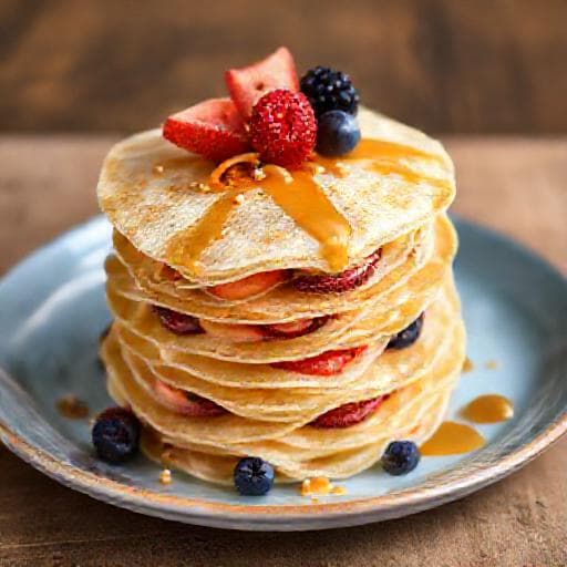 Panqueques de Maicena con Dulce de Leche y Frutos Rojos