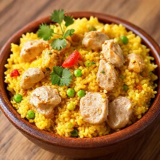 Arroz con Pollo y Chicha de Jora