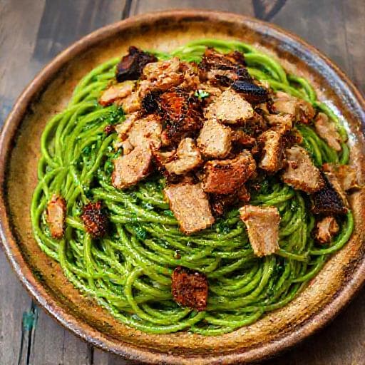 Tallarines Verdes con Pollo a la Brasa