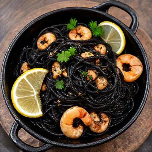 Fideuá Negra de Sepia y Gambas