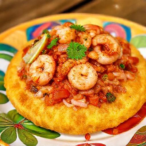 Patacones Costeños con Hogao y Camarones