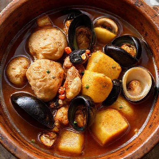 Curanto en Olla con Milcao y Mariscos