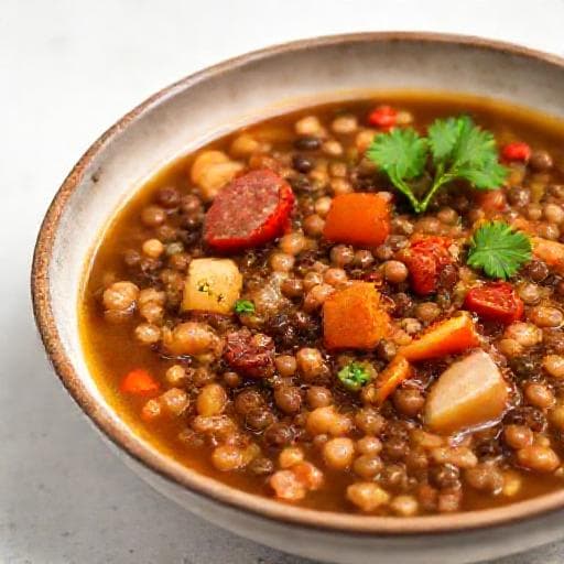 Lentejas Rápidas con Chorizo y Verduras