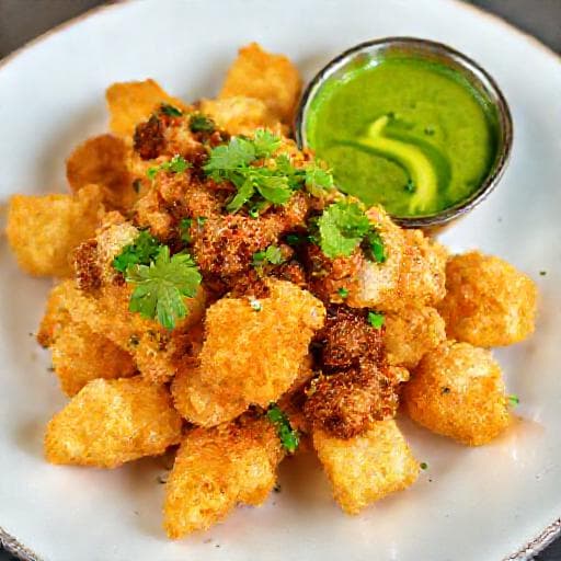Yuca Frita con Chicharrón y Mojo de Cilantro