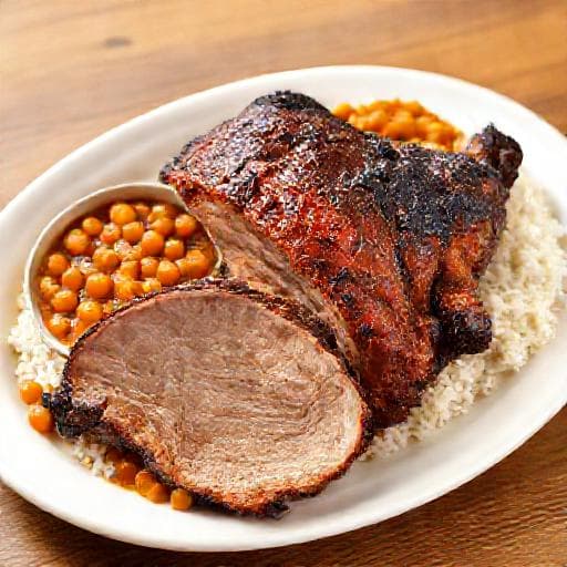 Pernil de Cerdo Estilo Boricua con Gandules