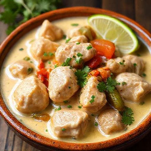 Pollo Guisado con Coco y Cilantr