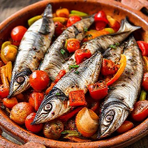 Sardinas al Horno con Tomate y Pimientos
