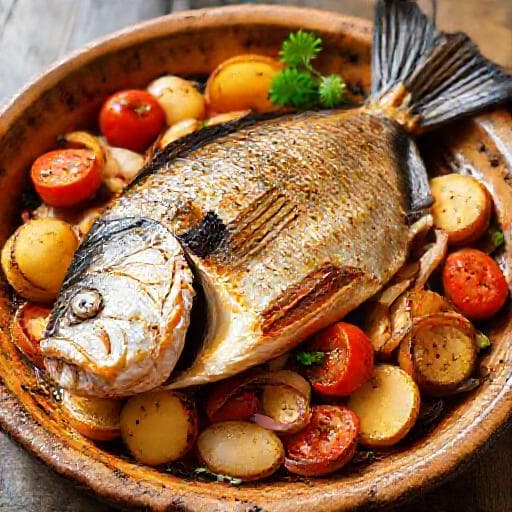 Lubina al Horno Tradicional con Patatas Panadera