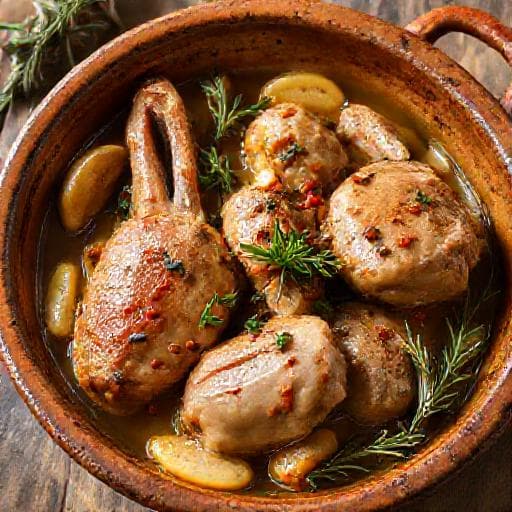 Conejo al Ajillo con Hierbas Aromáticas y Pimentón