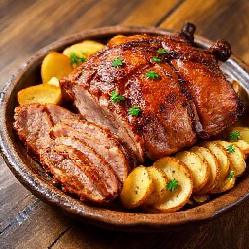 Cochinillo Asado al Estilo Segoviano con Patatas Panadera