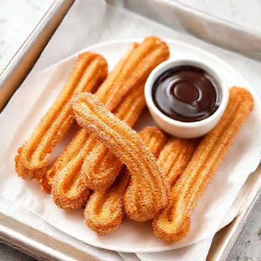 Churros Rápidos al Horno con Salsa de Chocolate