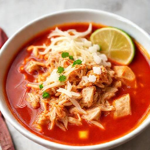 Pozole Rojo Exprés de Pollo
