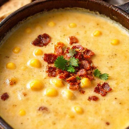 شوربة الذرة الكريمية بلمسة جنوبية