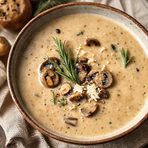 شوربة الفطر الكريمية بلمسة إيطالية