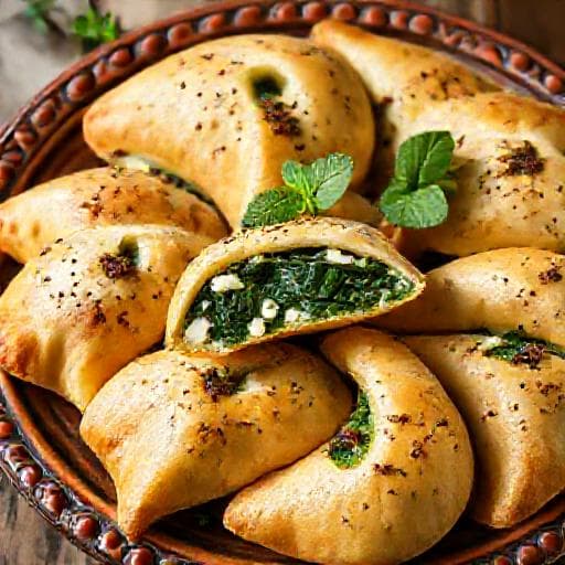 فطاير جبنة بالسبانخ والزعتر