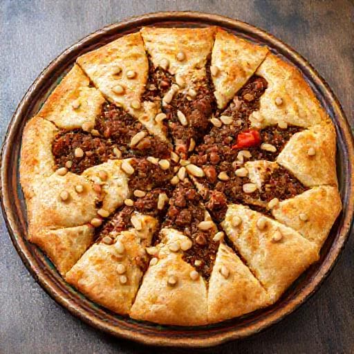 صفيحة بعلبكية باللحم والصنوبر