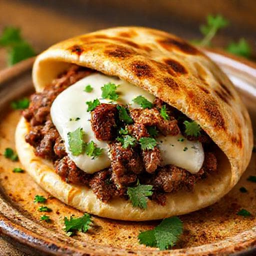عرايس لحم بالجبنة والبقدونس