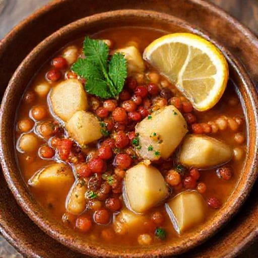 مرق الشلغم مع العدس والليمون