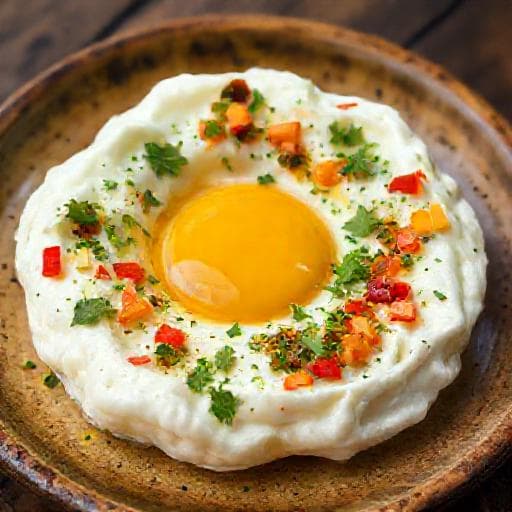 بيض سحابي بالخضروات والأعشاب