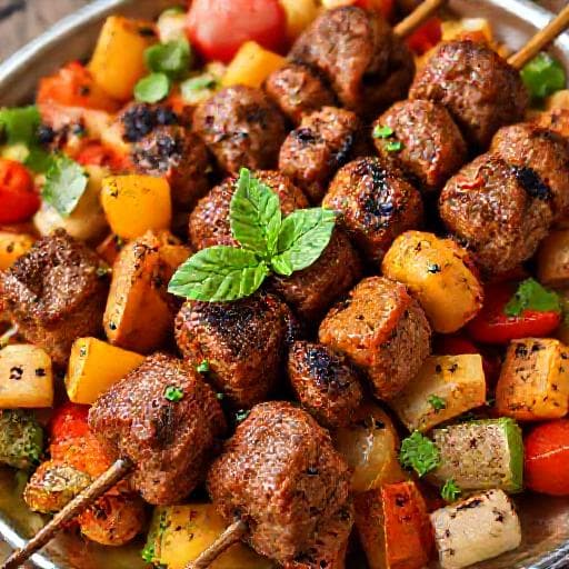 كفتة الحاتي بالخضروات المشوية