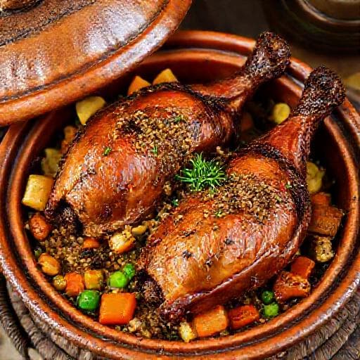 طاجن حمام بالفريك مع الخضروات