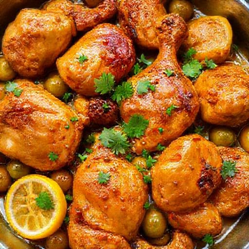 دجاج محمر سريع بالليمون والزيتون