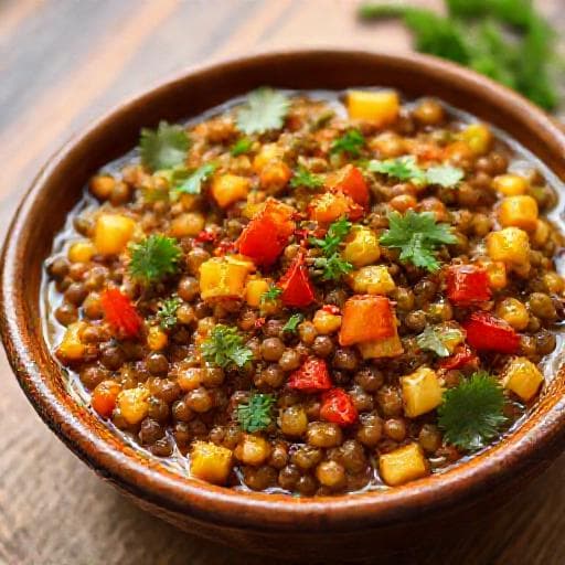 بليلة العدس بالخضروات والبهارات الحارة