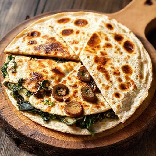 كاساديا الجبنة بالسبانخ والفطر