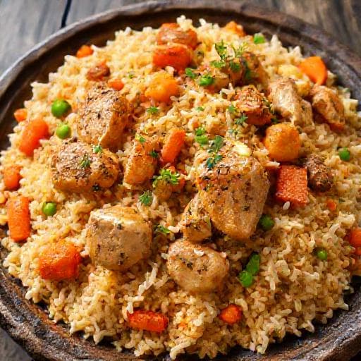مدفون دجاج بالخضار