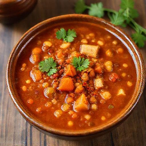 شوربة العدس بالخضروات والبهارات الحارة