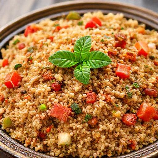 برغل مفلفل بالخضار مع الدجاج المفروم